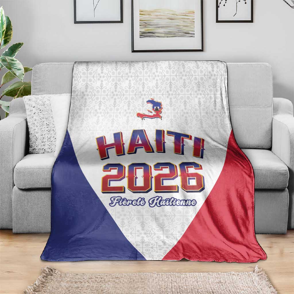 Afro-Haitians World Football 2026 Blanket Haiti est de Retour White Voodoo Veve Spirits - African Pride