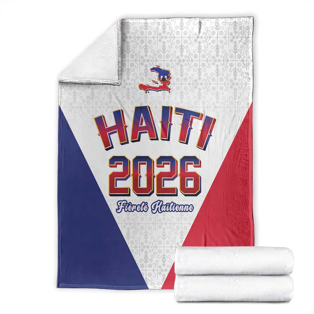 Afro-Haitians World Football 2026 Blanket Haiti est de Retour White Voodoo Veve Spirits - African Pride