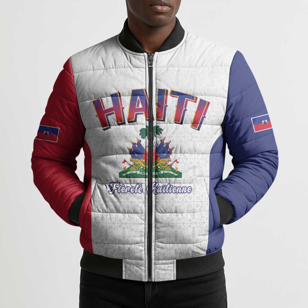 Afro-Haitians World Football 2026 Bomber Puffer Jacket Haiti est de Retour White Voodoo Veve Spirits