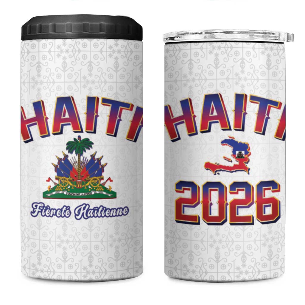 Afro-Haitians World Football 2026 4 in 1 Can Cooler Tumbler Haiti est de Retour White Voodoo Veve Spirits - African Pride