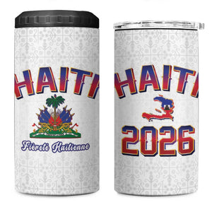 Afro-Haitians World Football 2026 4 in 1 Can Cooler Tumbler Haiti est de Retour White Voodoo Veve Spirits - African Pride