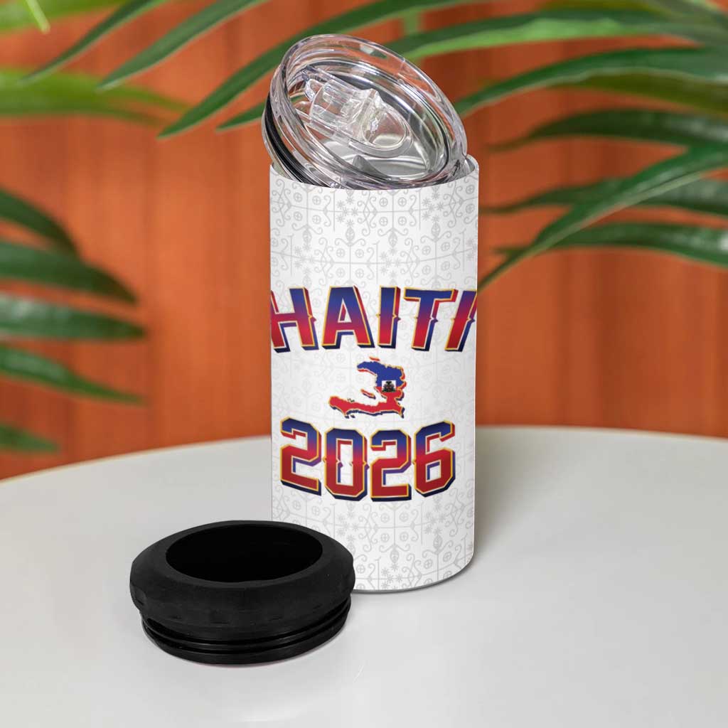 Afro-Haitians World Football 2026 4 in 1 Can Cooler Tumbler Haiti est de Retour White Voodoo Veve Spirits - African Pride