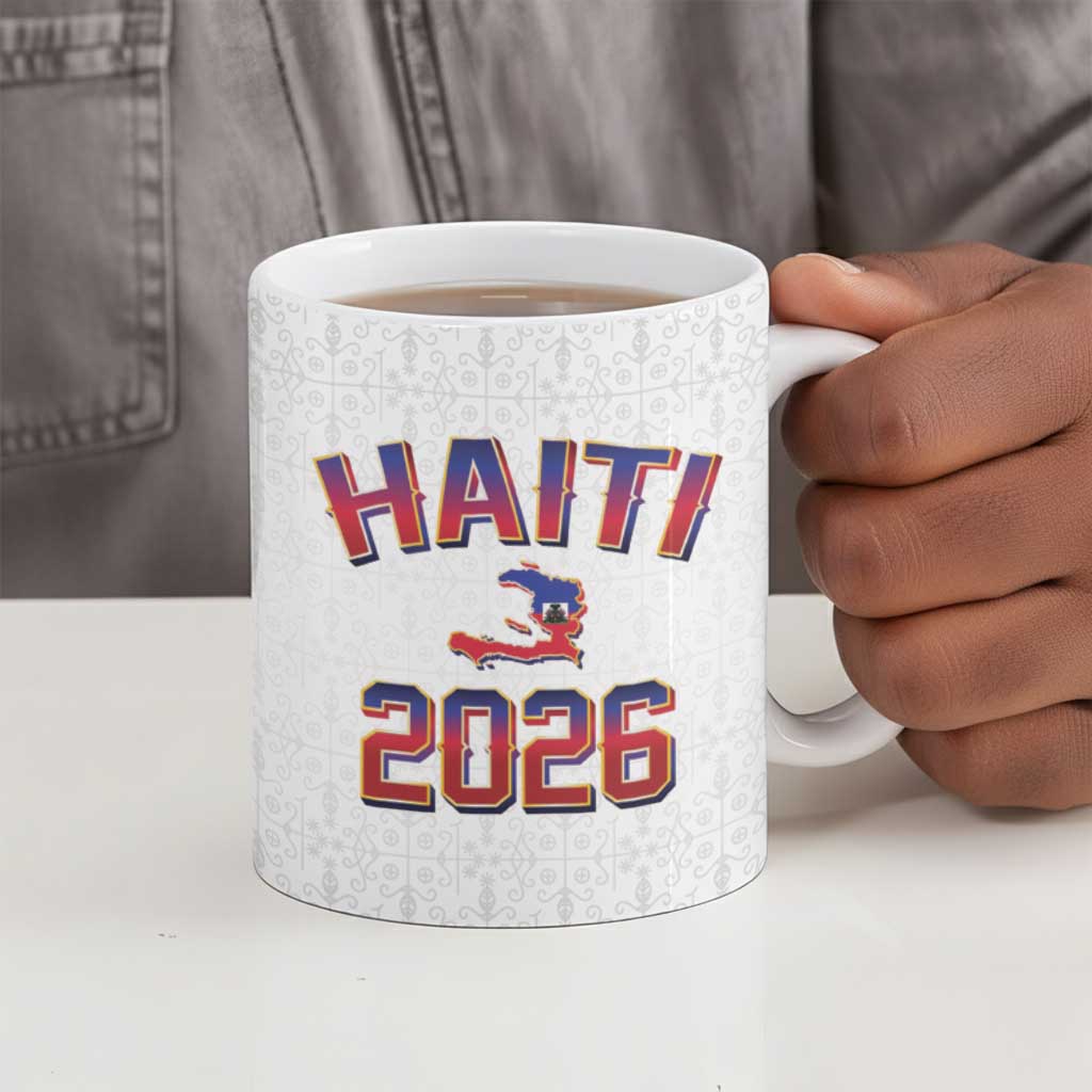 Afro-Haitians World Football 2026 Ceramic Mug Haiti est de Retour White Voodoo Veve Spirits
