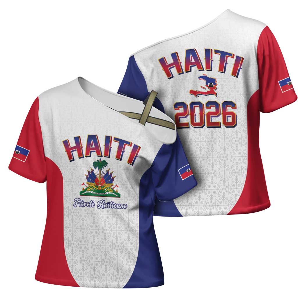 Afro-Haitians World Football 2026 Cross Shoulder Shirt Haiti est de Retour White Voodoo Veve Spirits