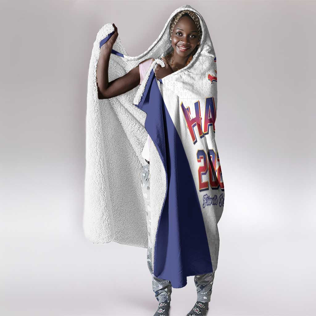 Afro-Haitians World Football 2026 Hooded Blanket Haiti est de Retour White Voodoo Veve Spirits - African Pride