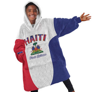 Afro-Haitians World Football 2026 Kid Wearable Blanket Hoodie Haiti est de Retour White Voodoo Veve Spirits - African Pride