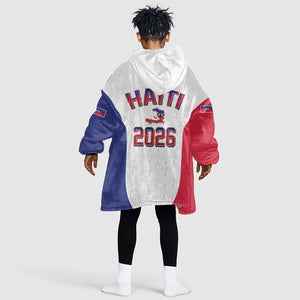 Afro-Haitians World Football 2026 Kid Wearable Blanket Hoodie Haiti est de Retour White Voodoo Veve Spirits - African Pride