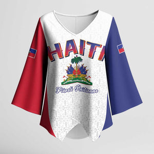 Afro-Haitians World Football 2026 Kimono Sleeve Blouse Haiti est de Retour White Voodoo Veve Spirits