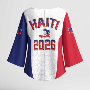 Afro-Haitians World Football 2026 Kimono Sleeve Blouse Haiti est de Retour White Voodoo Veve Spirits