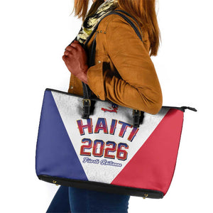 Afro-Haitians World Football 2026 Leather Tote Bag Haiti est de Retour White Voodoo Veve Spirits - African Pride