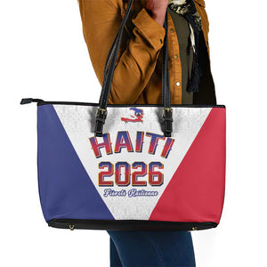 Afro-Haitians World Football 2026 Leather Tote Bag Haiti est de Retour White Voodoo Veve Spirits - African Pride