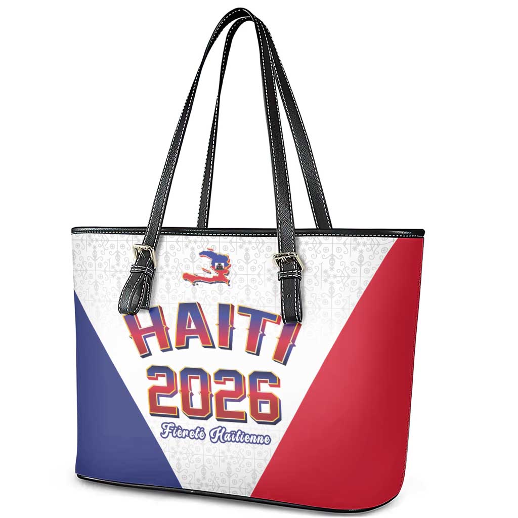 Afro-Haitians World Football 2026 Leather Tote Bag Haiti est de Retour White Voodoo Veve Spirits - African Pride
