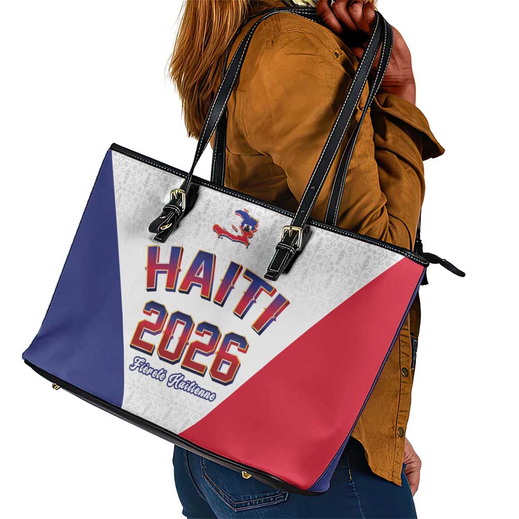 Afro-Haitians World Football 2026 Leather Tote Bag Haiti est de Retour White Voodoo Veve Spirits - African Pride