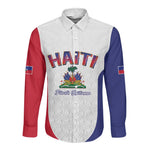 Afro-Haitians World Football 2026 Long Sleeve Button Shirt Haiti est de Retour White Voodoo Veve Spirits - African Pride