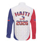 Afro-Haitians World Football 2026 Long Sleeve Button Shirt Haiti est de Retour White Voodoo Veve Spirits - African Pride