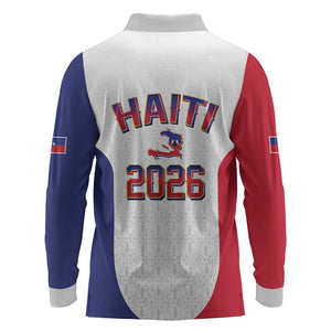 Afro-Haitians World Football 2026 Long Sleeve Polo Shirt Haiti est de Retour White Voodoo Veve Spirits - African Pride