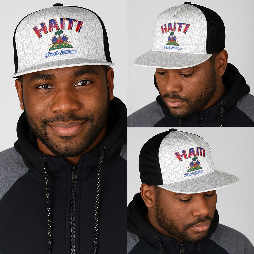 Afro-Haitians World Football 2026 Mesh Trucker Cap Haiti est de Retour White Voodoo Veve Spirits - African Pride