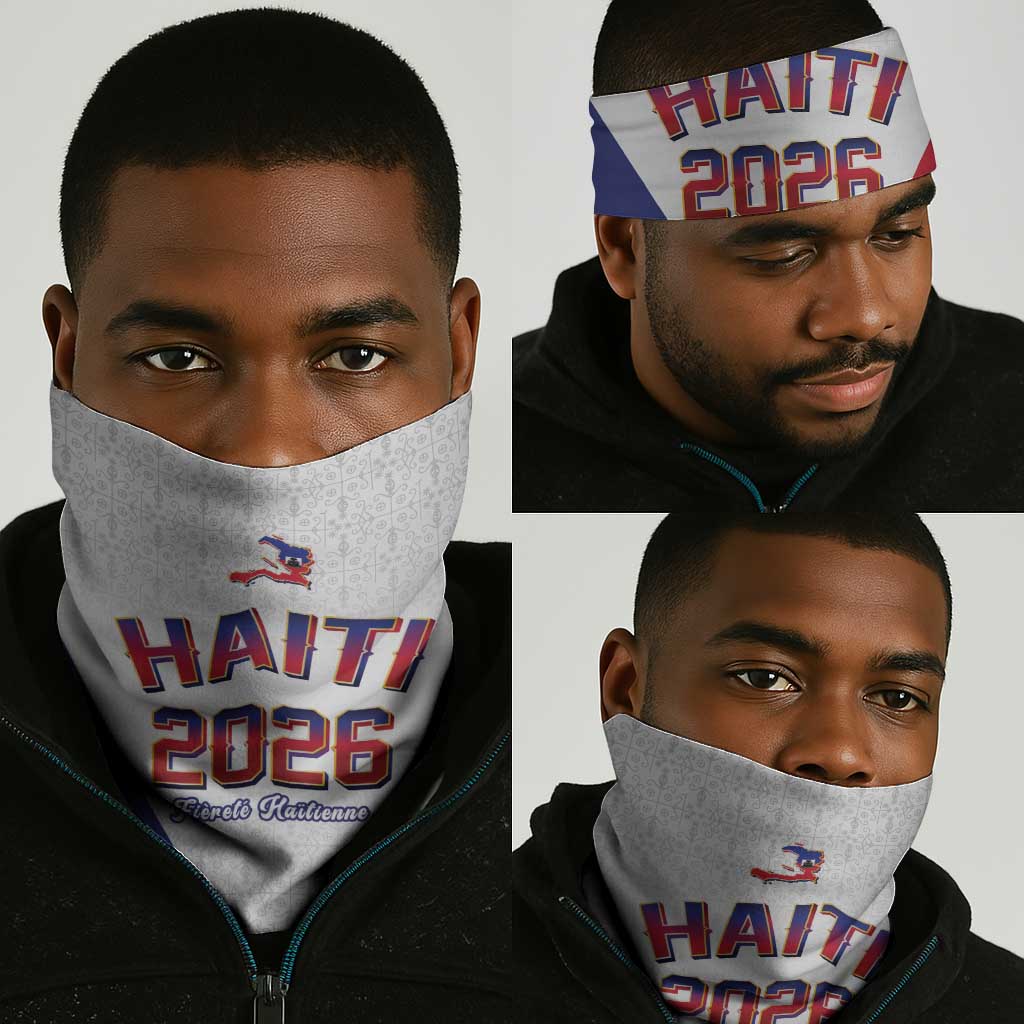 Afro-Haitians World Football 2026 Neck Gaiter Haiti est de Retour White Voodoo Veve Spirits - African Pride