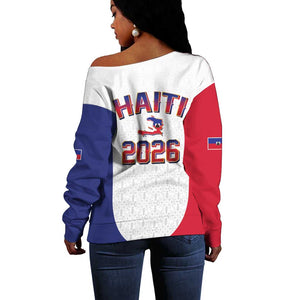 Afro-Haitians World Football 2026 Off Shoulder Sweater Haiti est de Retour White Voodoo Veve Spirits - African Pride