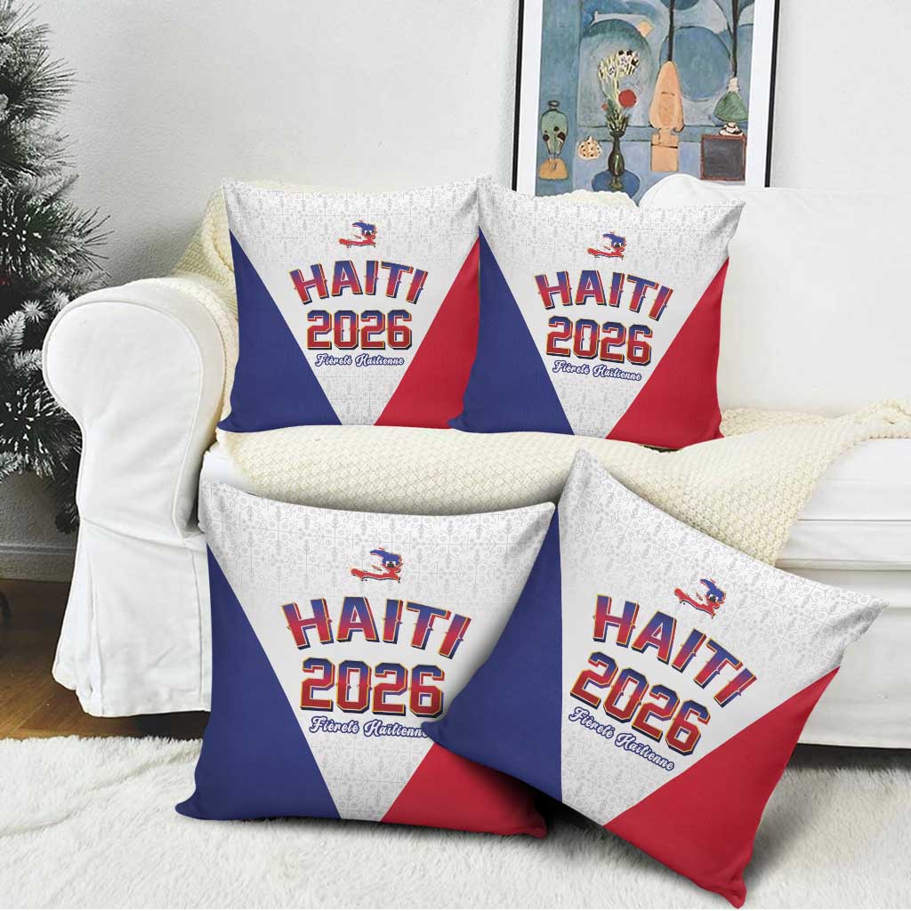 Afro-Haitians World Football 2026 Pillow Cover Haiti est de Retour White Voodoo Veve Spirits