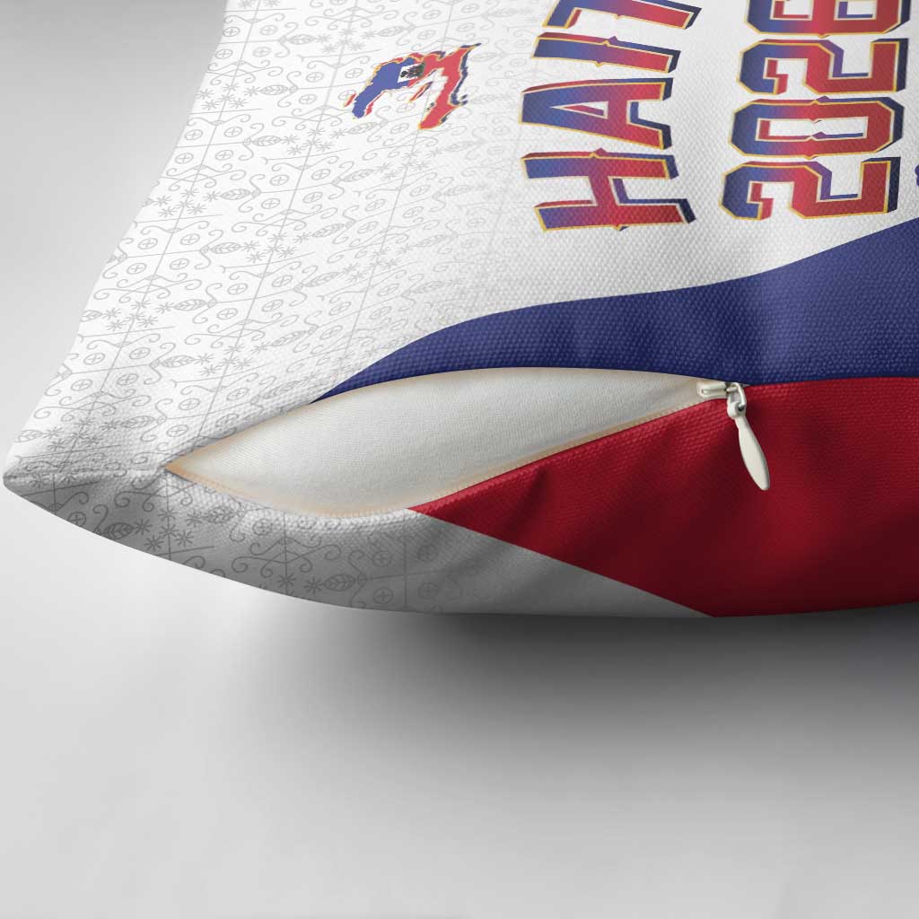 Afro-Haitians World Football 2026 Pillow Cover Haiti est de Retour White Voodoo Veve Spirits