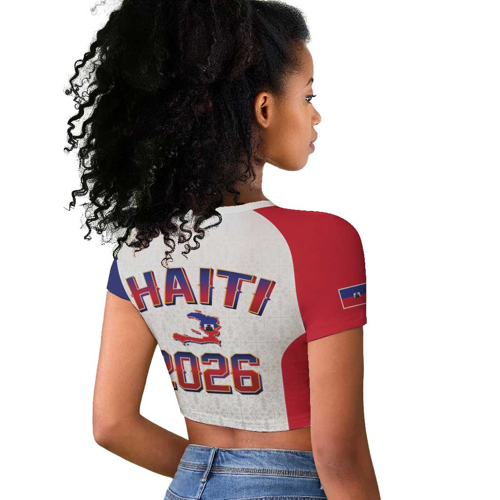 Afro-Haitians World Football 2026 Raglan Cropped T shirt Haiti est de Retour White Voodoo Veve Spirits - African Pride