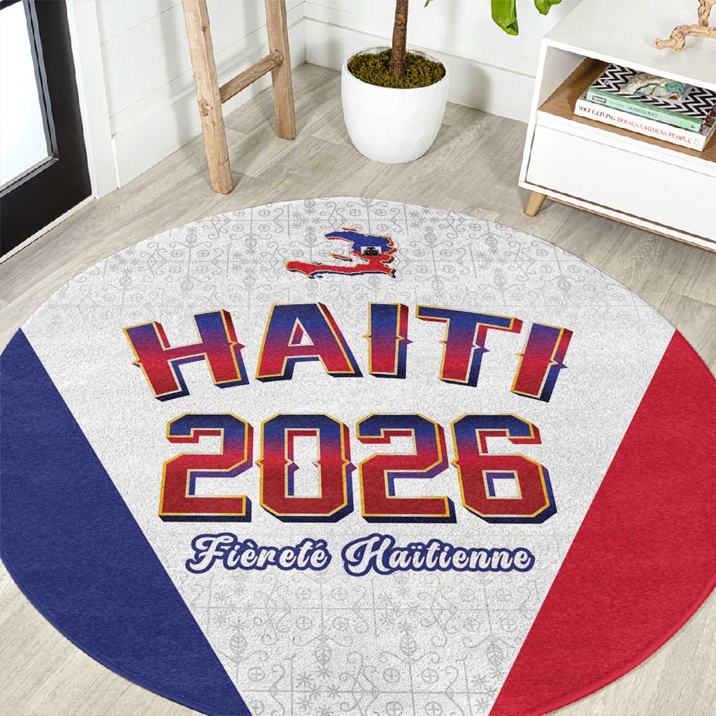 Afro-Haitians World Football 2026 Round Carpet Haiti est de Retour White Voodoo Veve Spirits - African Pride