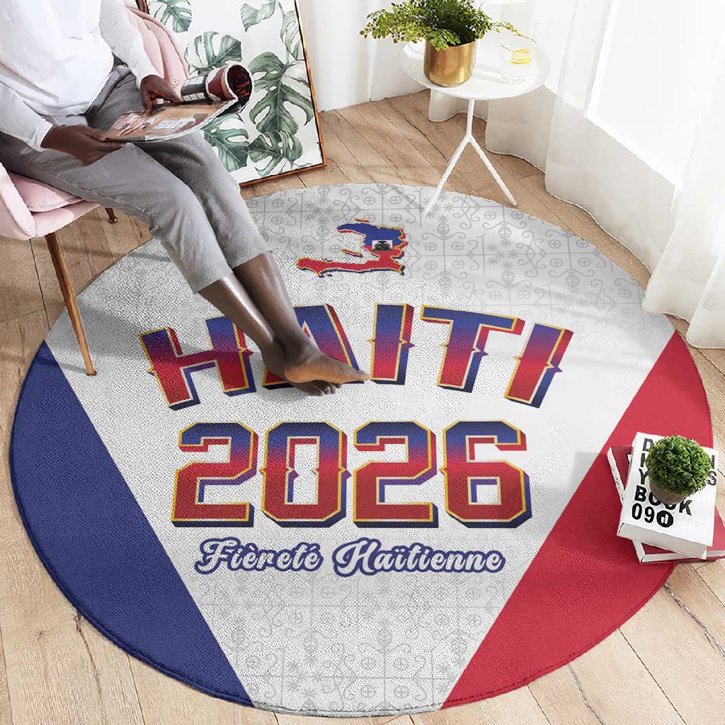 Afro-Haitians World Football 2026 Round Carpet Haiti est de Retour White Voodoo Veve Spirits - African Pride