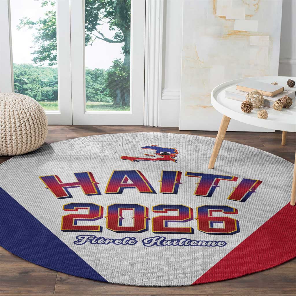 Afro-Haitians World Football 2026 Round Carpet Haiti est de Retour White Voodoo Veve Spirits - African Pride