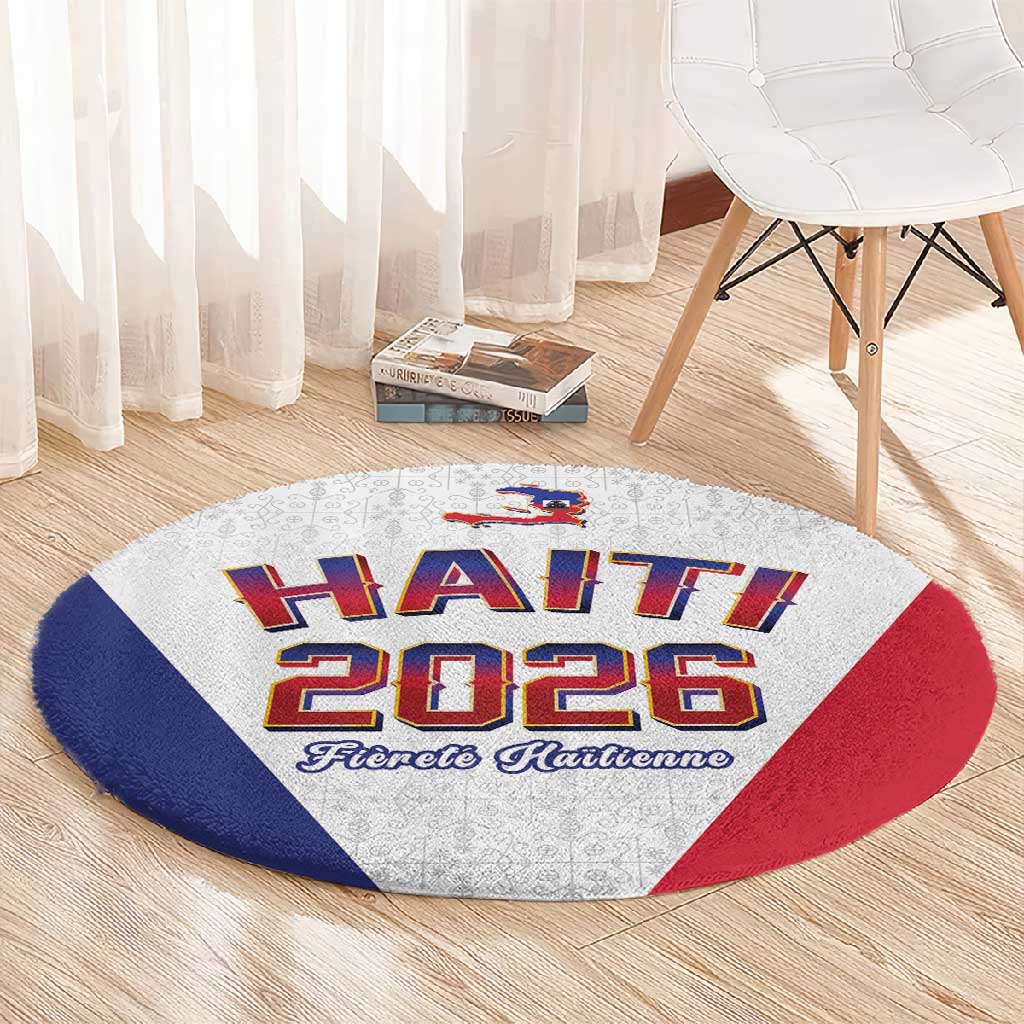 Afro-Haitians World Football 2026 Round Carpet Haiti est de Retour White Voodoo Veve Spirits - African Pride