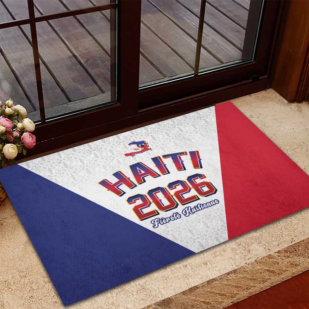 Afro-Haitians World Football 2026 Rubber Doormat Haiti est de Retour White Voodoo Veve Spirits - African Pride