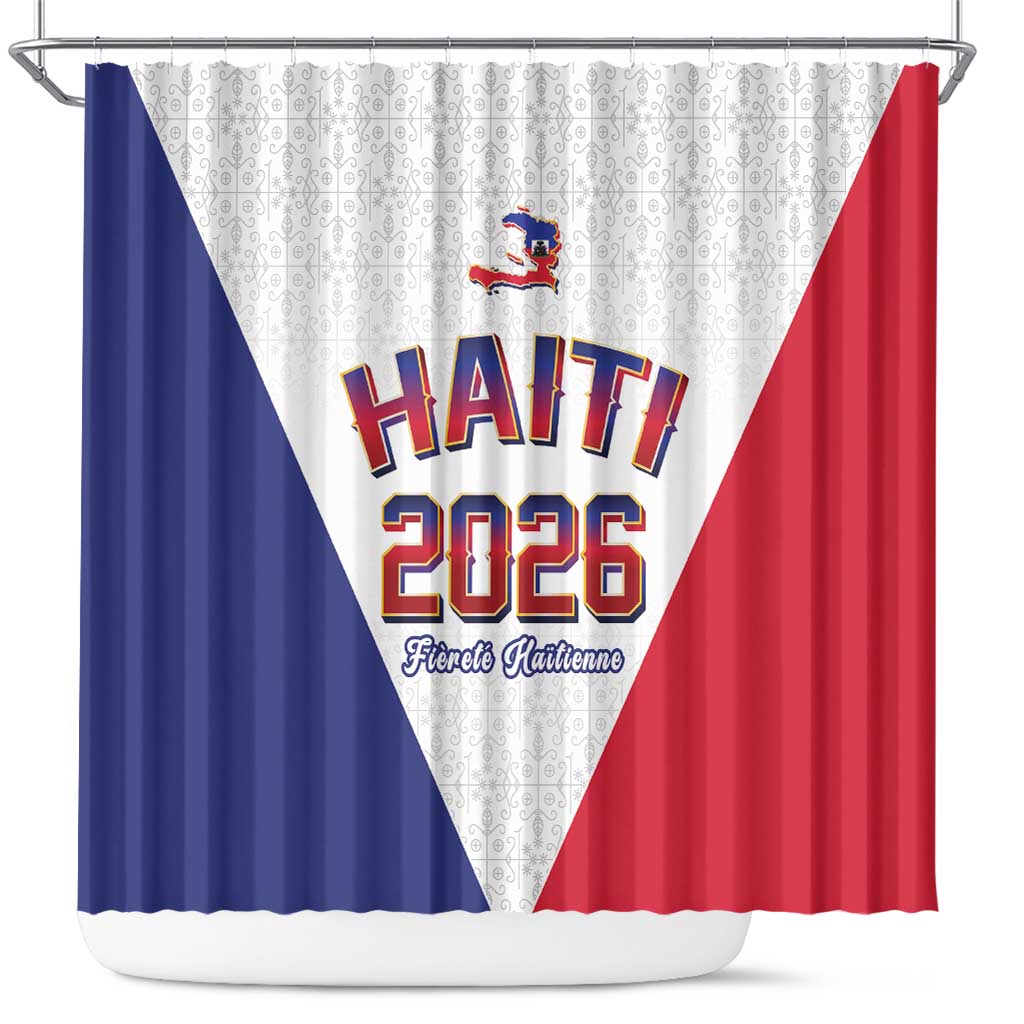 Afro-Haitians World Football 2026 Shower Curtain Haiti est de Retour White Voodoo Veve Spirits - African Pride