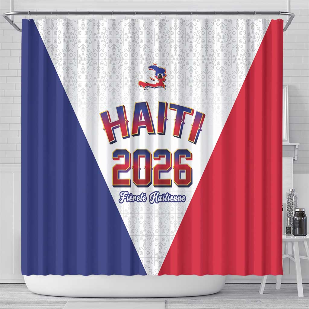 Afro-Haitians World Football 2026 Shower Curtain Haiti est de Retour White Voodoo Veve Spirits - African Pride