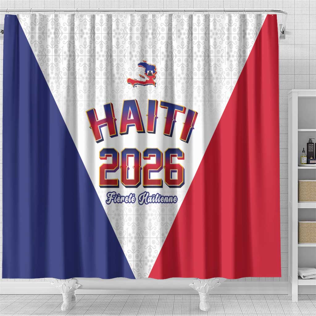 Afro-Haitians World Football 2026 Shower Curtain Haiti est de Retour White Voodoo Veve Spirits - African Pride