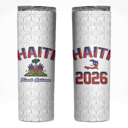 Afro-Haitians World Football 2026 Skinny Tumbler Haiti est de Retour White Voodoo Veve Spirits - African Pride