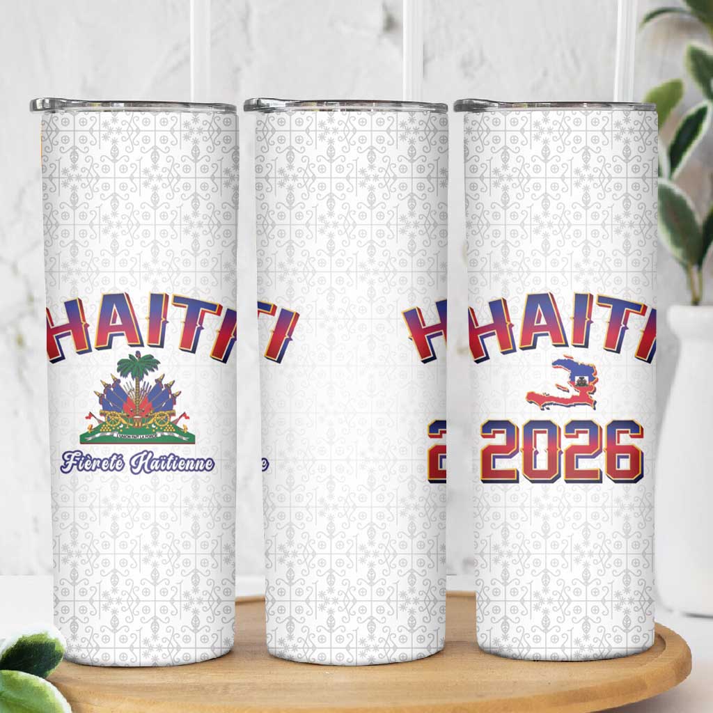 Afro-Haitians World Football 2026 Skinny Tumbler Haiti est de Retour White Voodoo Veve Spirits - African Pride