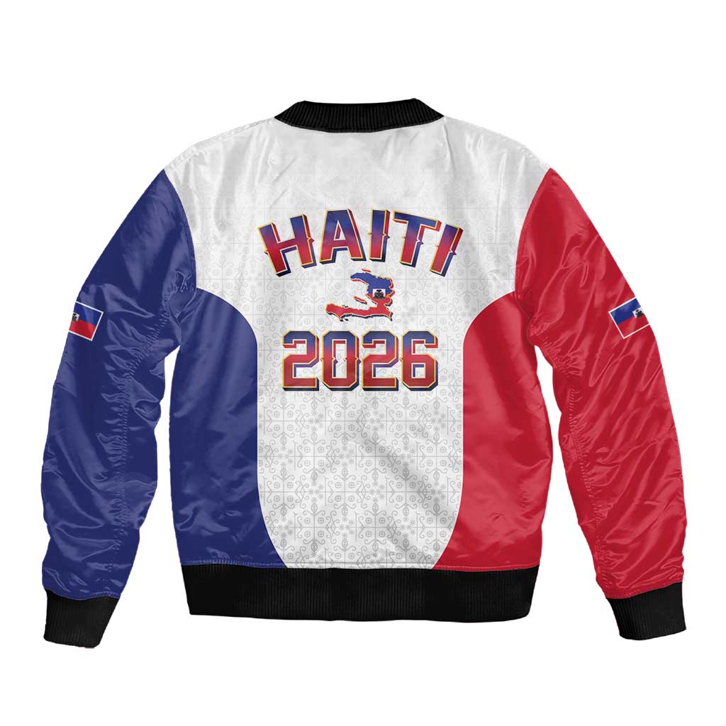 Afro-Haitians World Football 2026 Sleeve Zip Bomber Jacket Haiti est de Retour White Voodoo Veve Spirits - African Pride