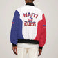 Afro-Haitians World Football 2026 Sleeve Zip Bomber Jacket Haiti est de Retour White Voodoo Veve Spirits - African Pride