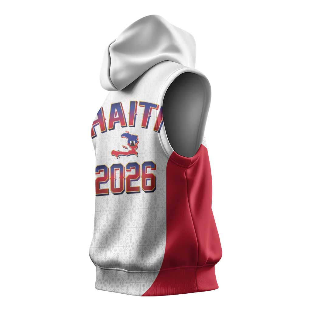 Afro-Haitians World Football 2026 Sleeveless Hoodie Haiti est de Retour White Voodoo Veve Spirits - African Pride