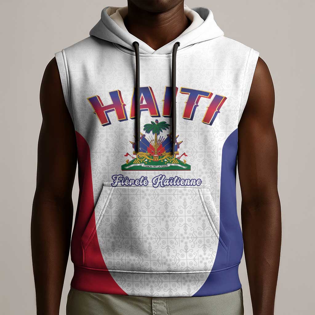 Afro-Haitians World Football 2026 Sleeveless Hoodie Haiti est de Retour White Voodoo Veve Spirits - African Pride