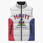 Afro-Haitians World Football 2026 Sleeveless Puffer Jacket Haiti est de Retour White Voodoo Veve Spirits
