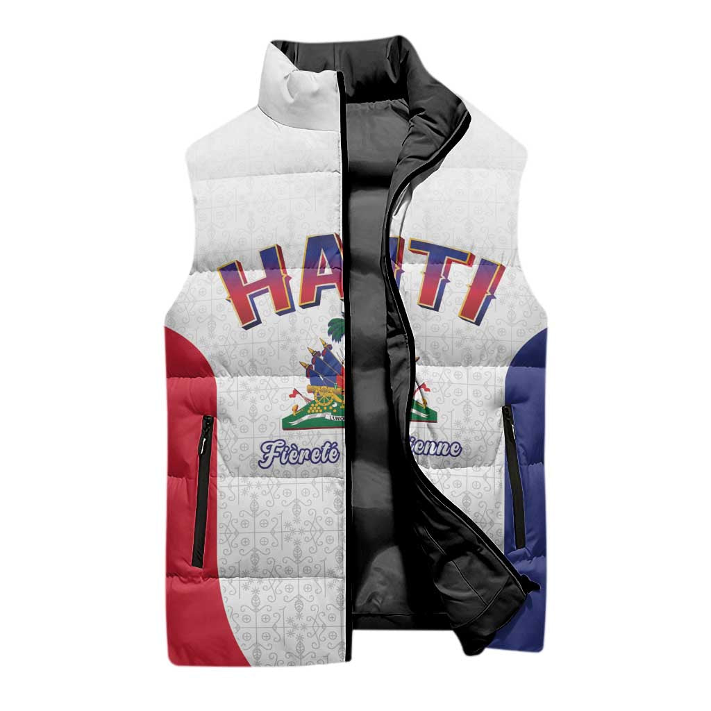 Afro-Haitians World Football 2026 Sleeveless Puffer Jacket Haiti est de Retour White Voodoo Veve Spirits