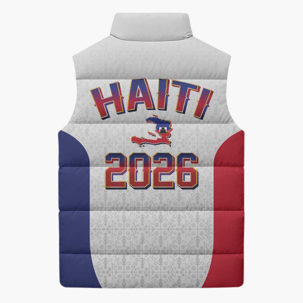Afro-Haitians World Football 2026 Sleeveless Puffer Jacket Haiti est de Retour White Voodoo Veve Spirits
