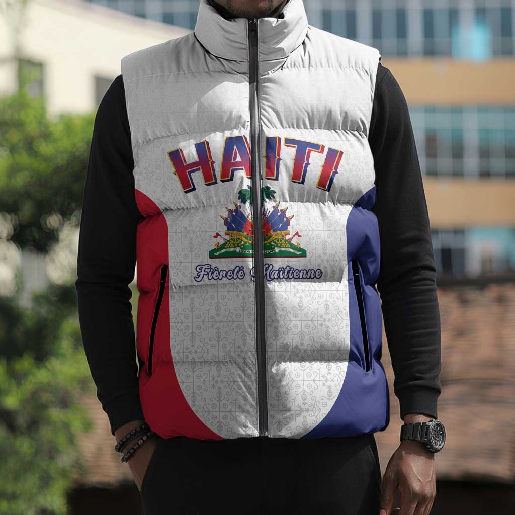 Afro-Haitians World Football 2026 Sleeveless Puffer Jacket Haiti est de Retour White Voodoo Veve Spirits