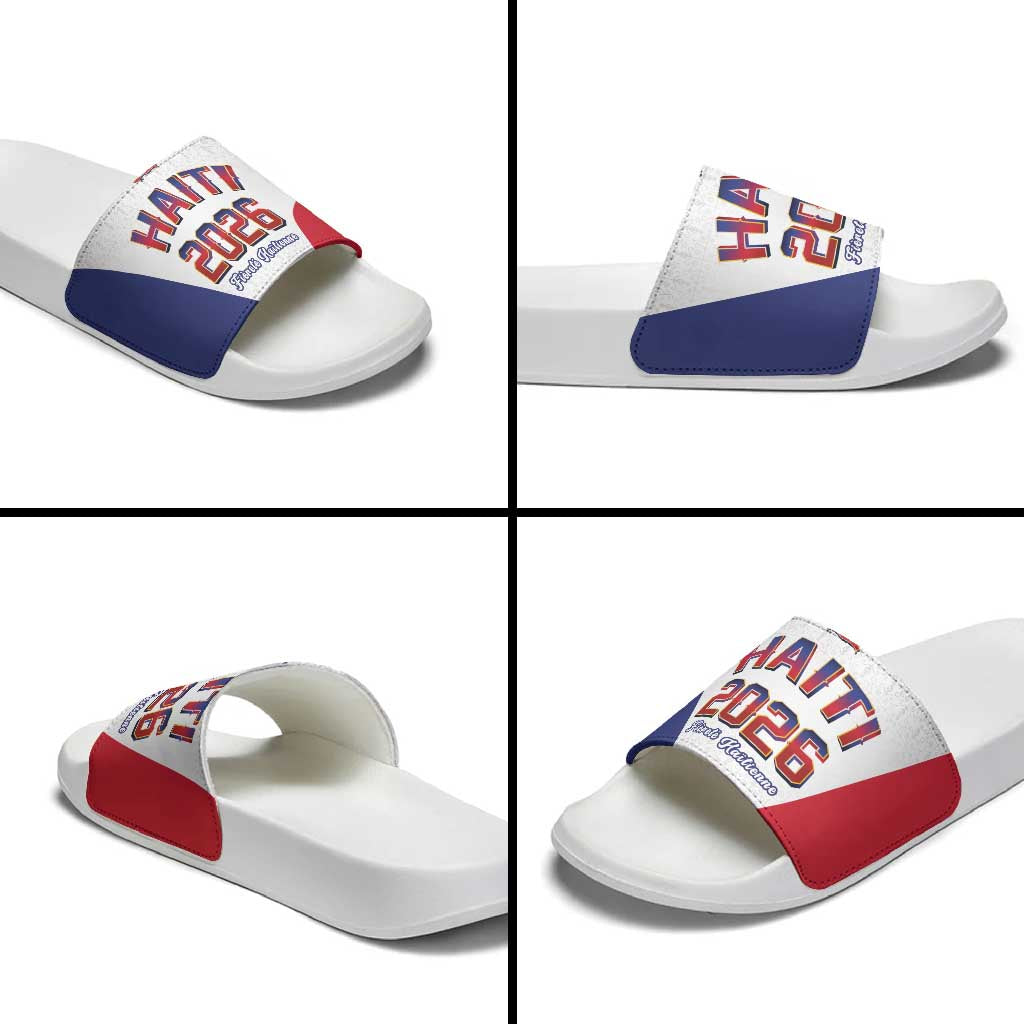 Afro-Haitians World Football 2026 Slide Sandals Haiti est de Retour White Voodoo Veve Spirits