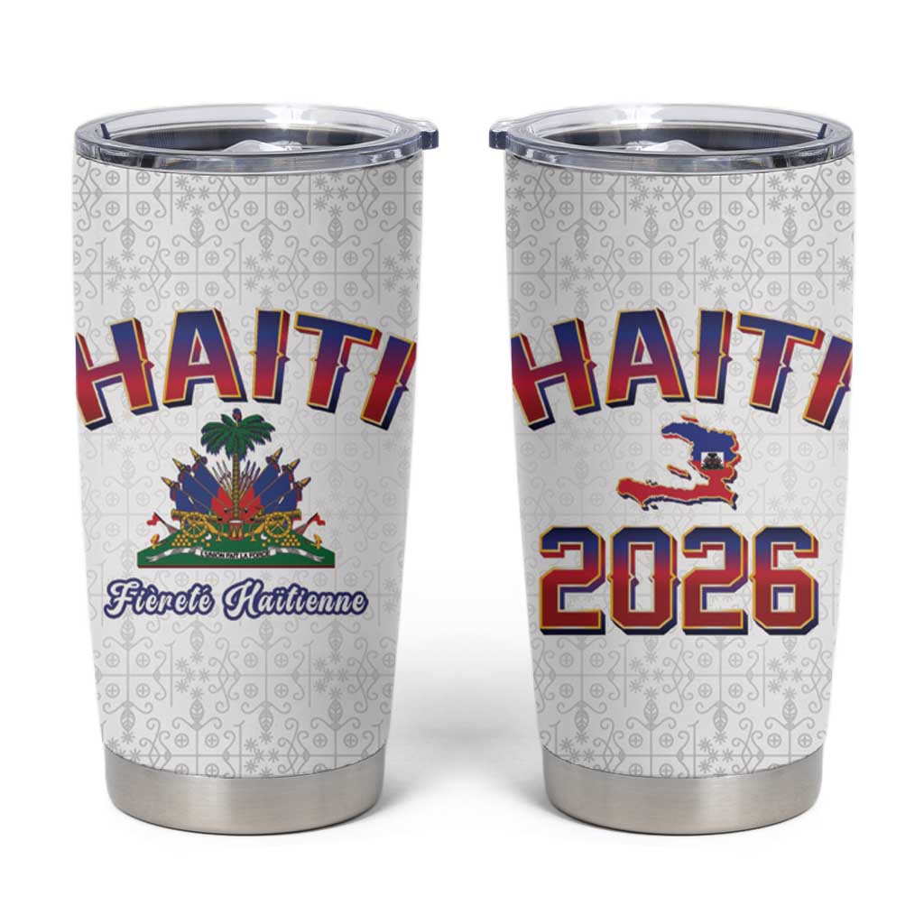 Afro-Haitians World Football 2026 Tumbler Cup Haiti est de Retour White Voodoo Veve Spirits - African Pride