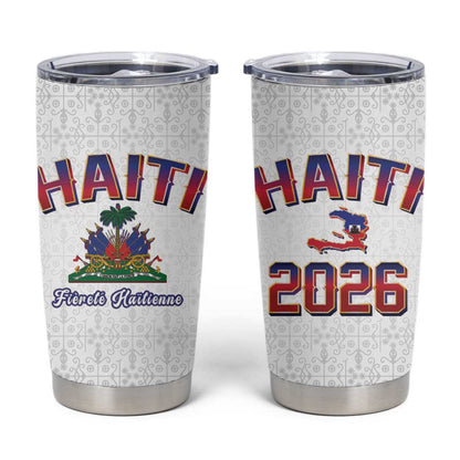 Afro-Haitians World Football 2026 Tumbler Cup Haiti est de Retour White Voodoo Veve Spirits - African Pride