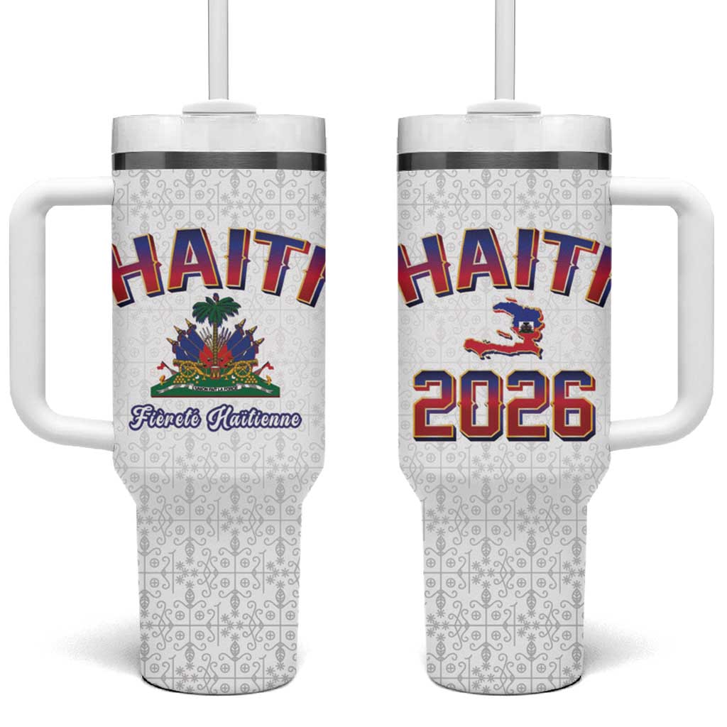 Afro-Haitians World Football 2026 Tumbler With Handle Haiti est de Retour White Voodoo Veve Spirits - African Pride