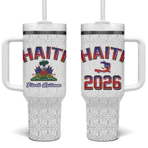 Afro-Haitians World Football 2026 Tumbler With Handle Haiti est de Retour White Voodoo Veve Spirits - African Pride