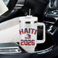 Afro-Haitians World Football 2026 Tumbler With Handle Haiti est de Retour White Voodoo Veve Spirits - African Pride